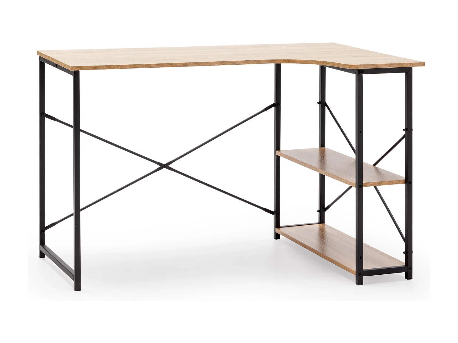Biurko Colummn Bureau Juani w kolorze czarnym, 2 półki, styl industrialny, długość 120 cm. 193167 - obrazek 1