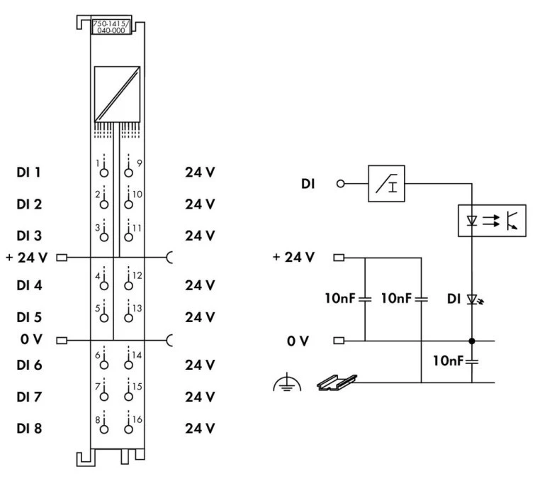 Moduł wejść / wyjść dwustanowe 8 DI 24V DC 3,0ms 2‑przewodowa XTR 750‑1415/040‑000 - obrazek 3
