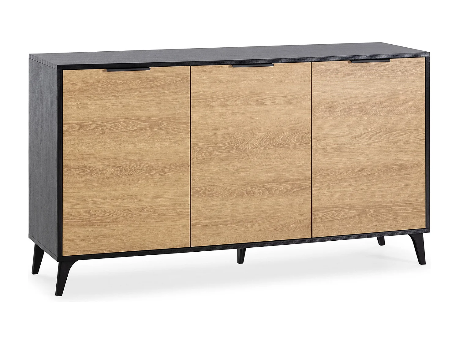 Bufet kolumnowy Kalma 3-drzwiowy w kolorze czarno/dębowym, szerokość 136 cm. 1399043