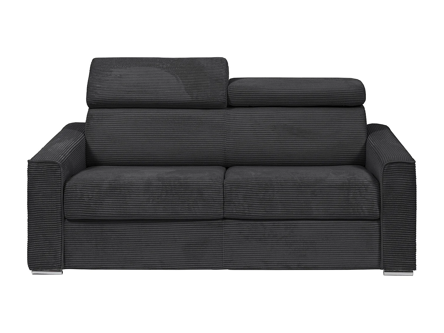 Kanapa 3 osobowa rozkładana typu express z szarego sztruksu - Miejsce do spania z szerokimi listewkami 140 cm - Materac 14 cm - VIZIR 1636093 - obrazek 1