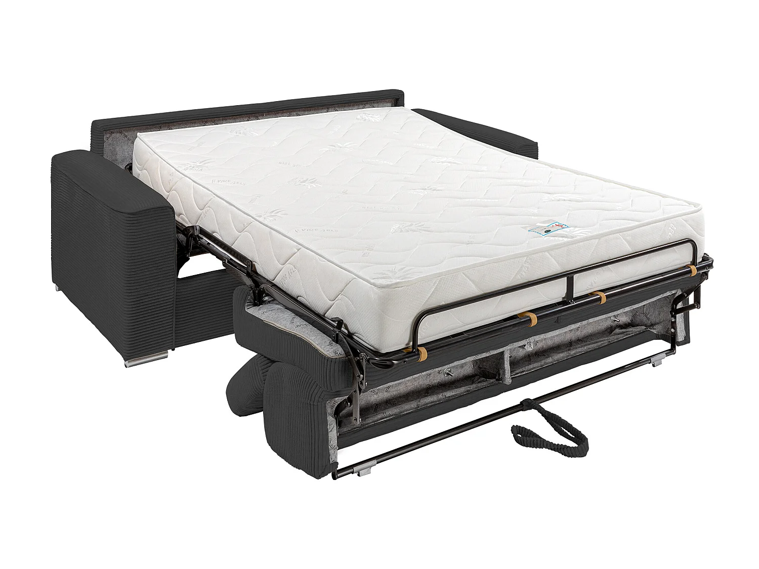 Kanapa 3 osobowa rozkładana typu express z szarego sztruksu - Miejsce do spania 140 cm - Materac 22 cm - VIZIR 1651825 - obrazek 1