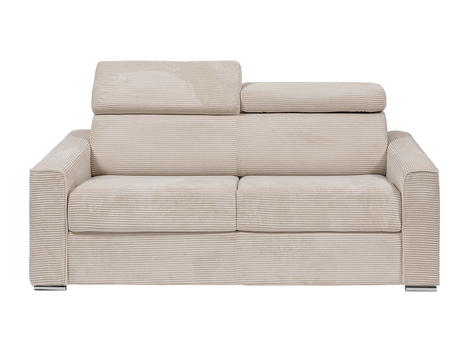 Kanapa 4 osobowa rozkładana typu express z beżowego sztruksu - Miejsce do spania z szerokimi listewkami 160 cm - Materac 18 cm - VIZIR 1652911 - obrazek 1