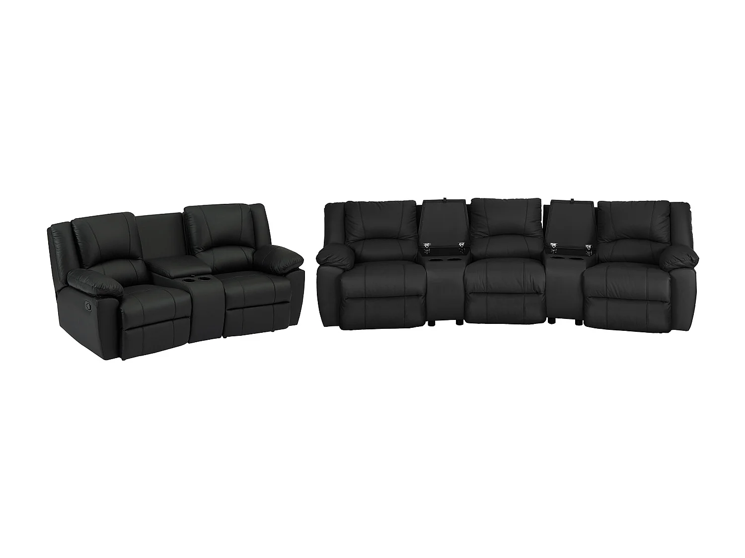 Kanapa 3 osobowa i 2 osobowa z funkcją relax z czarnej skóry bydlęcej – AROMA 1793287