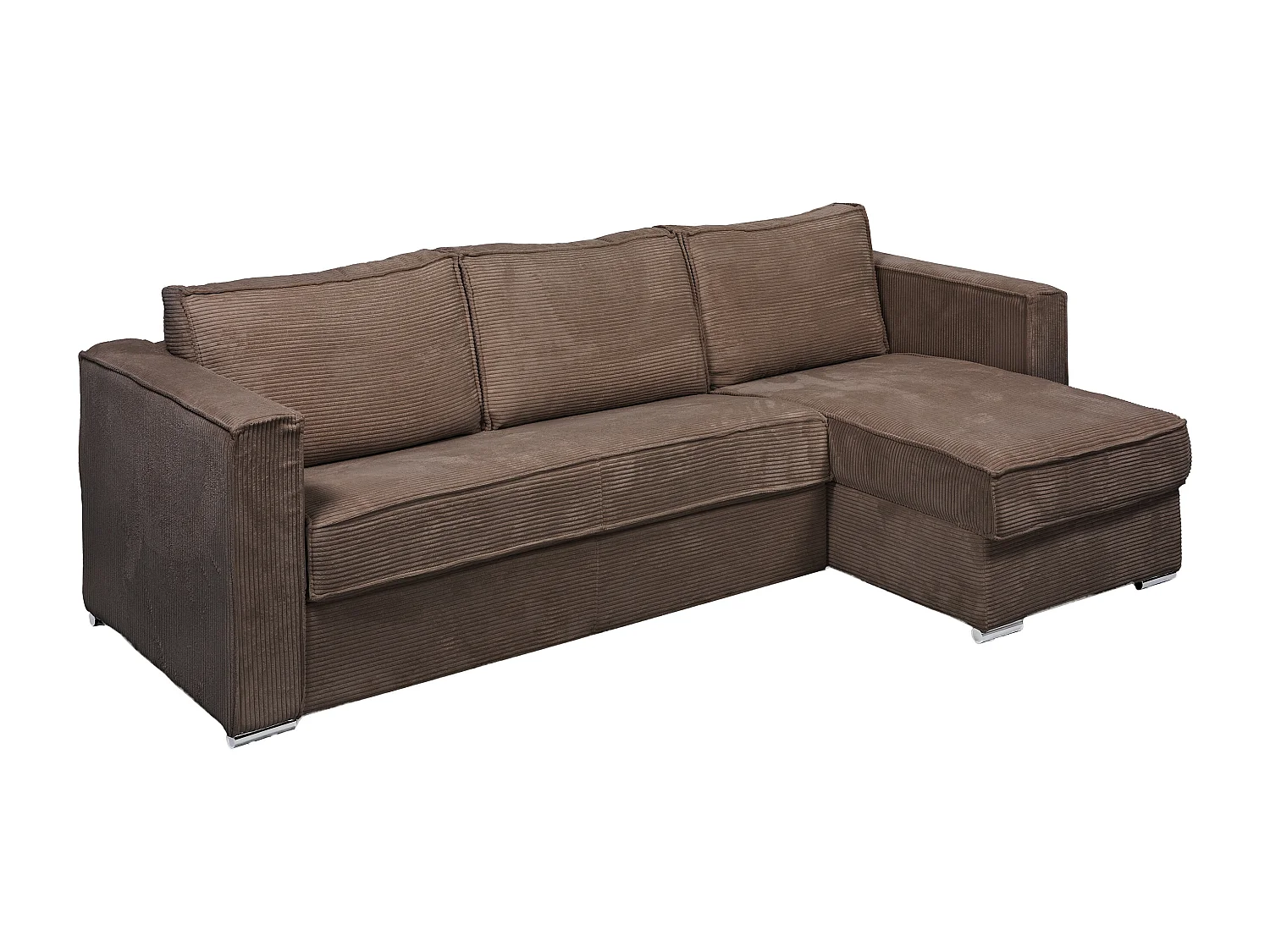 Kanapa narożna dwustronna rozkładana typu express z brązowego sztruksu - Miejsce do spania 160 cm - Materac 14 cm - LORETO 1656987 - obrazek 1