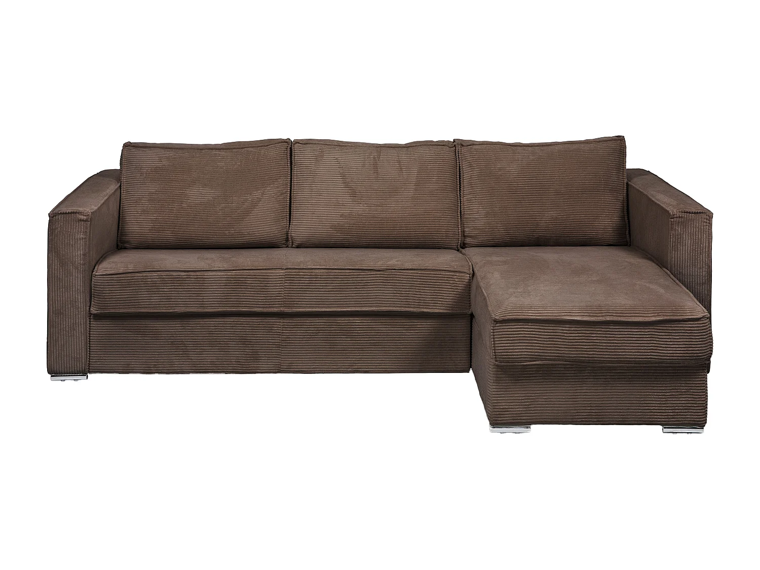 Kanapa narożna dwustronna rozkładana typu express z brązowego sztruksu – Miejsce do spania z szerokimi listewkami 160 cm – Materac 18 cm – LORETO 1657027
