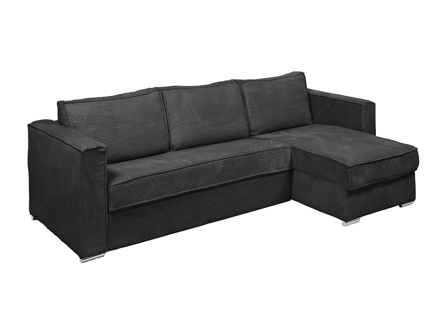 Kanapa narożna dwustronna rozkładana typu express z antracytowego sztruksu - Miejsce do spania 140 cm - Materac 22 cm z pamięcią kształtu - LORETO 1655515 - obrazek 1