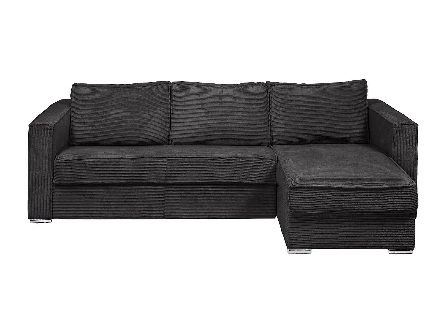 Kanapa narożna dwustronna rozkładana typu express z antracytowego sztruksu – Miejsce do spania z szerokimi listewkami 160 cm – Materac 18 cm – LORETO 1657023