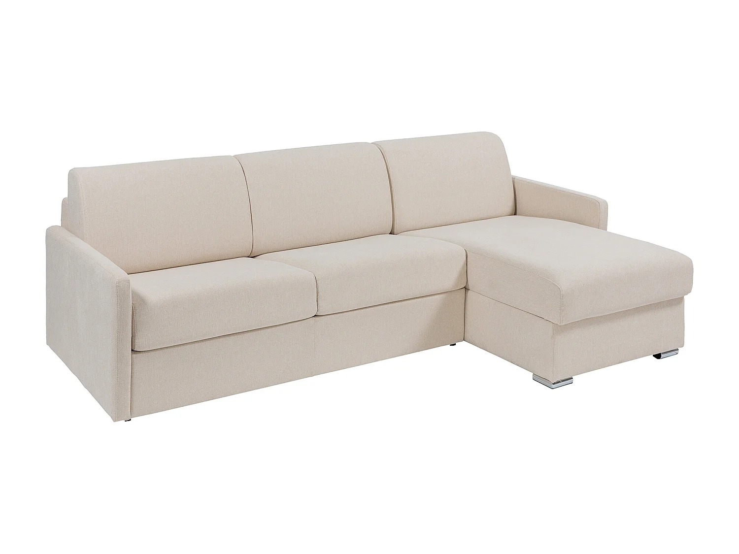 Kanapa narożna dwustronna rozkładana typu express z beżową tapicerką - Miejsce do spania 160 cm - Materac 14 cm - CALIFE 1654213 - obrazek 1