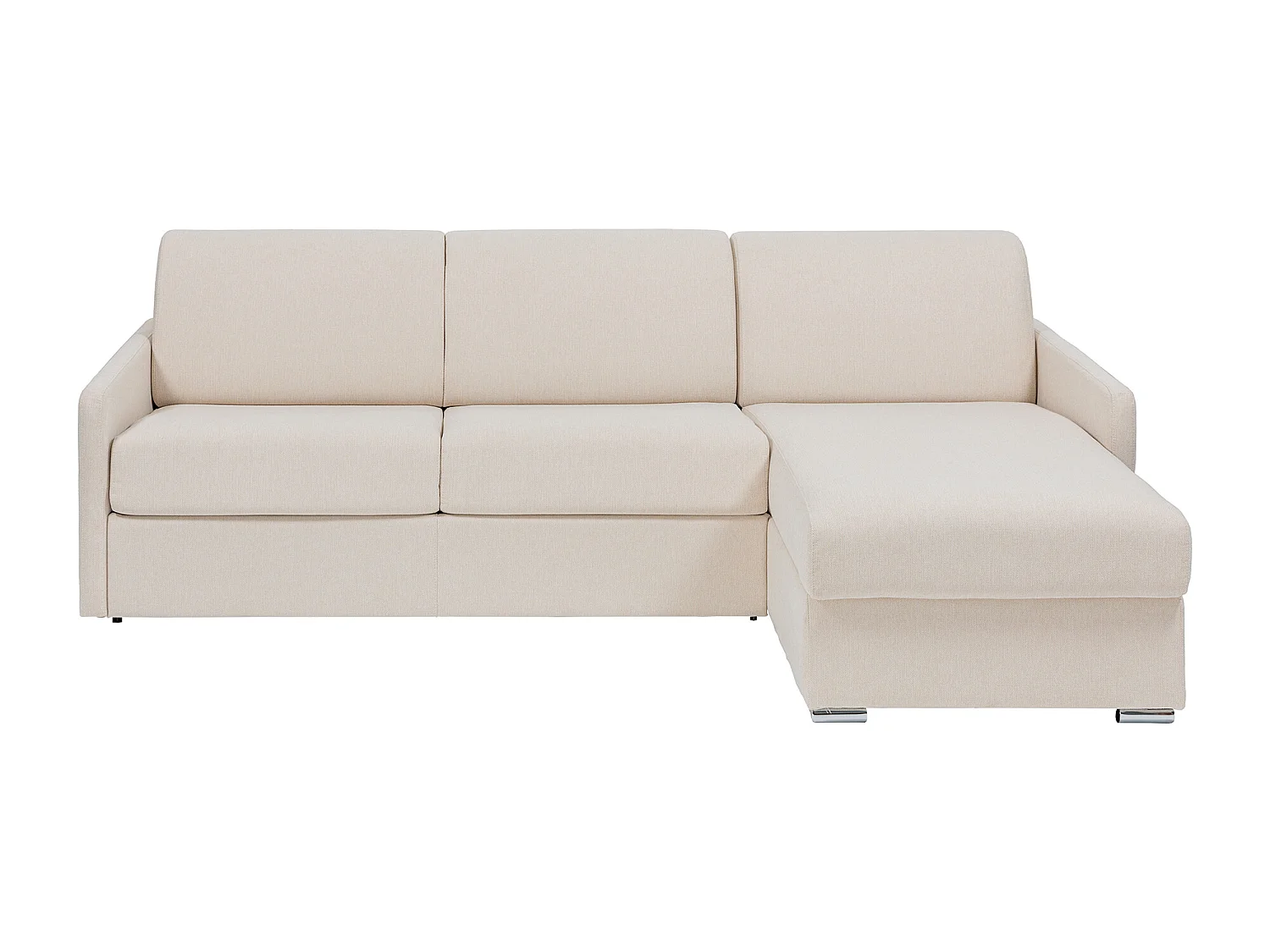 Kanapa narożna dwustronna rozkładana typu express z beżową tapicerką - Miejsce do spania 160 cm z szerokimi listewkami - Materac 14 cm - CALIFE 1654215 - obrazek 1