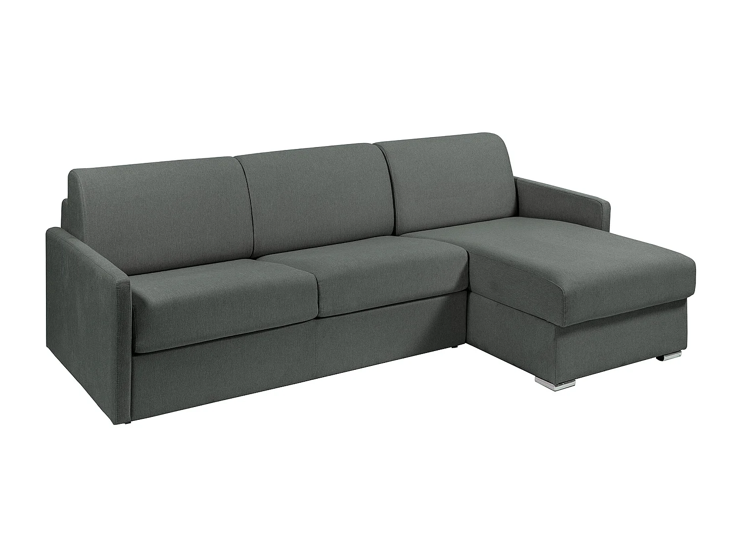Kanapa narożna dwustronna rozkładana typu express z szarą tapicerką - Miejsce do spania 140 cm - Materac 18 cm - CALIFE 1653717 - obrazek 1