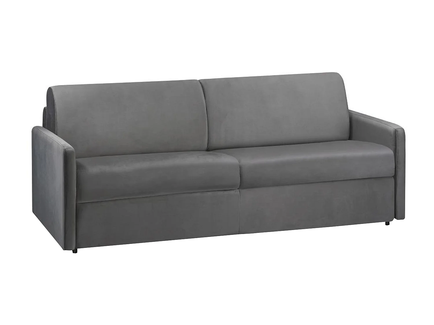 Kanapa 4-osobowa rozkładana typu expres z weluru CALIFE - Antracytowy - Miejsce do spania 160 cm - Materac 18 cm 129531 - obrazek 1