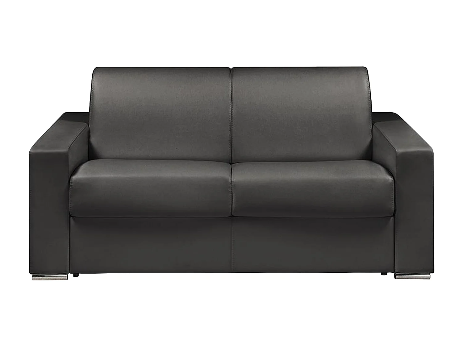 Kanapa 2-osobowa z ekspresowym mechanizmem rozkładania z ekoskóry CALITO - Czarny - Wymiary miejsca do spania: 120 cm - Materac 18 cm z pamięcią kształtu 130157 - obrazek 1