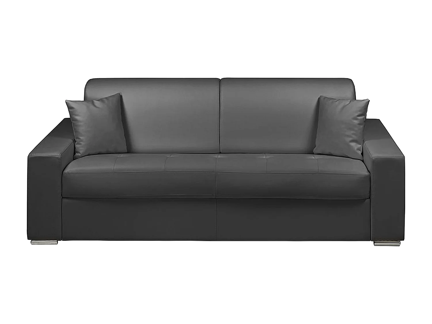 Kanapa 4-osobowa rozkładana typu expres z ekoskóry EMIR - Czarny - Miejsce do spania à lattes larges 160 cm - Materac 18 cm 129343 - obrazek 1