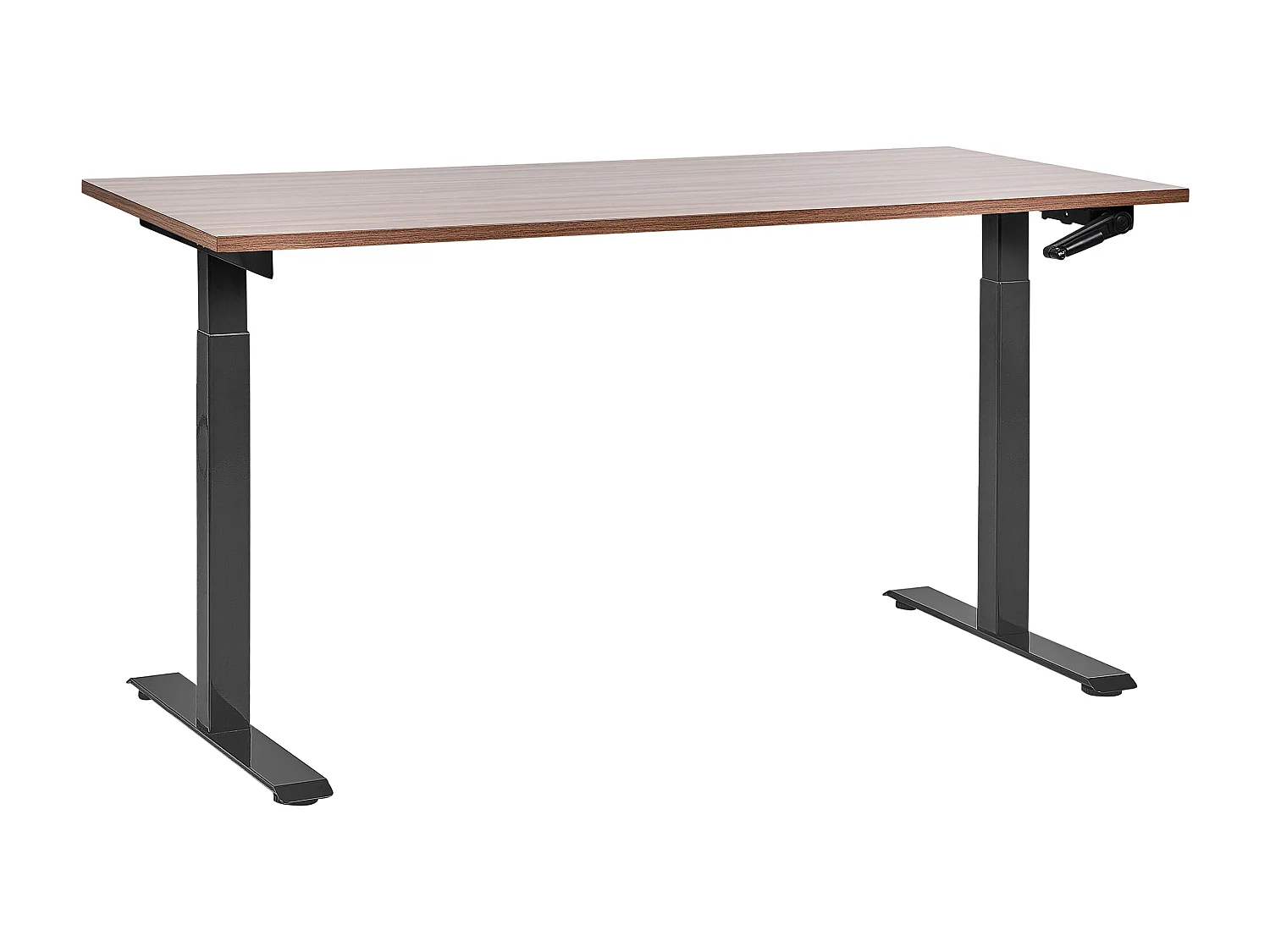 Biurko regulowane manualnie 160 x 72 cm ciemne drewno z czarnym DESTINES 2551357