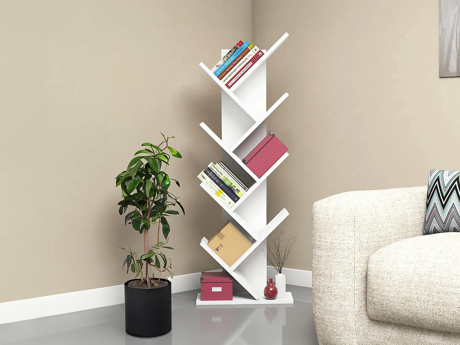 Biblioteczka z 7 półkami – Biały – ASINALI 1727957