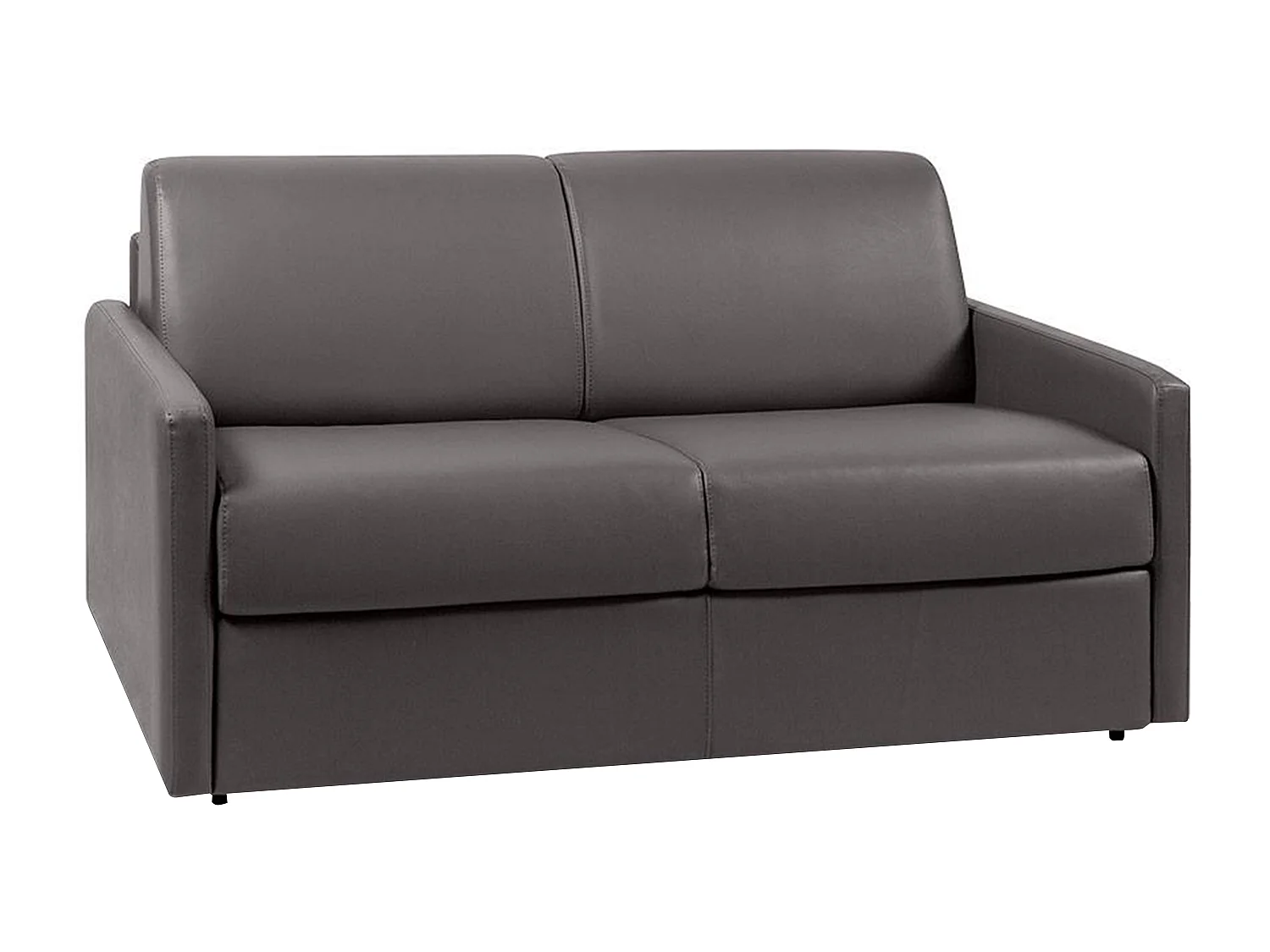 Kanapa 2-osobowa rozkładana typu express z szarej ekoskóry z siedziskiem z pianki z pamięcią kształtu - Powierzchnia 120 cm - Materac 18 cm CALIFE 2911948 - obrazek 1
