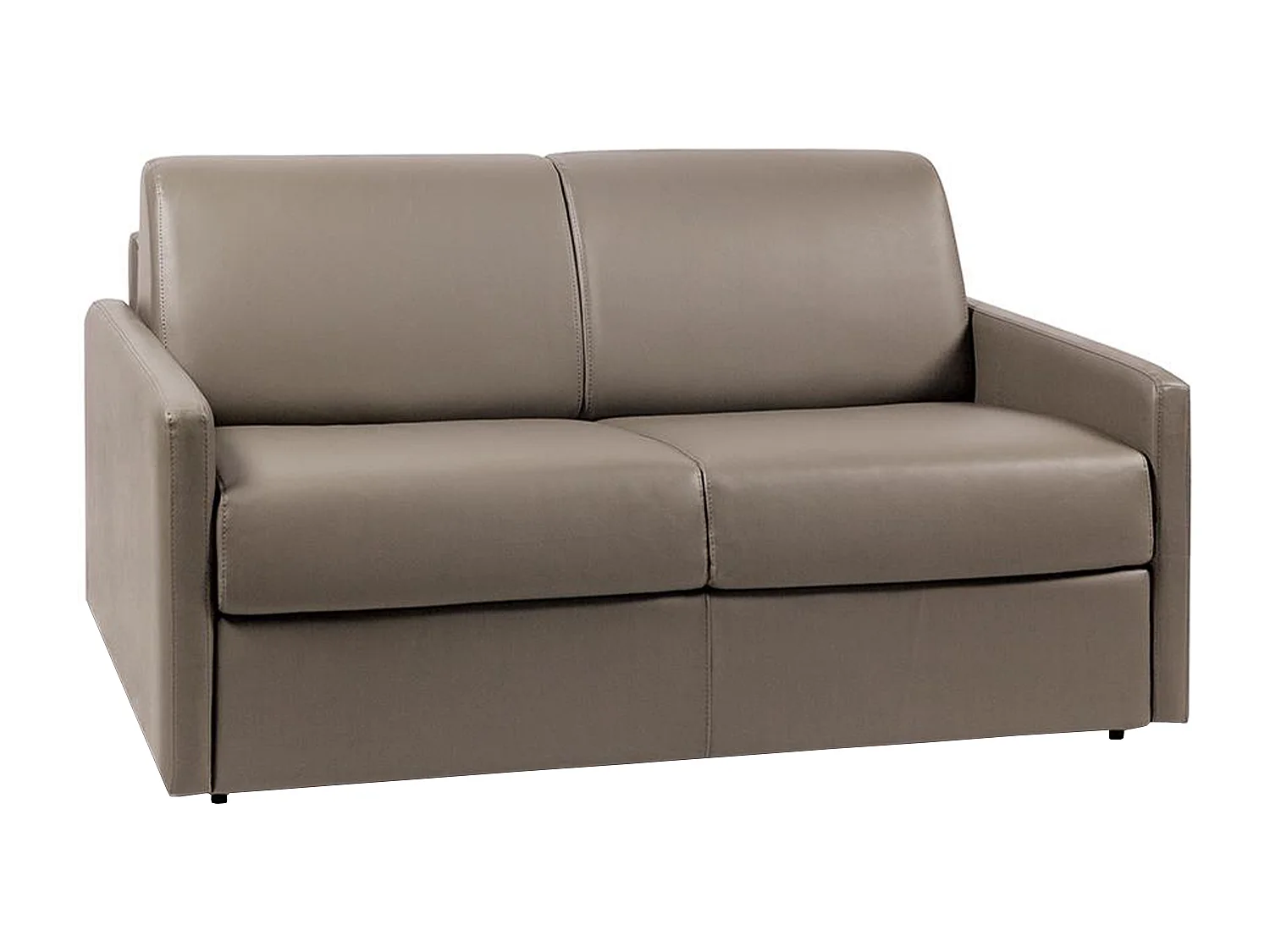 Kanapa 2-osobowa rozkładana typu express z ekoskóry w kolorze taupe z siedziskiem z pianki z pamięcią kształtu - Powierzchnia spania 120 cm - Materac 22 cm z pianki i termoplastycznej CALIFE 2911959 - obrazek 1