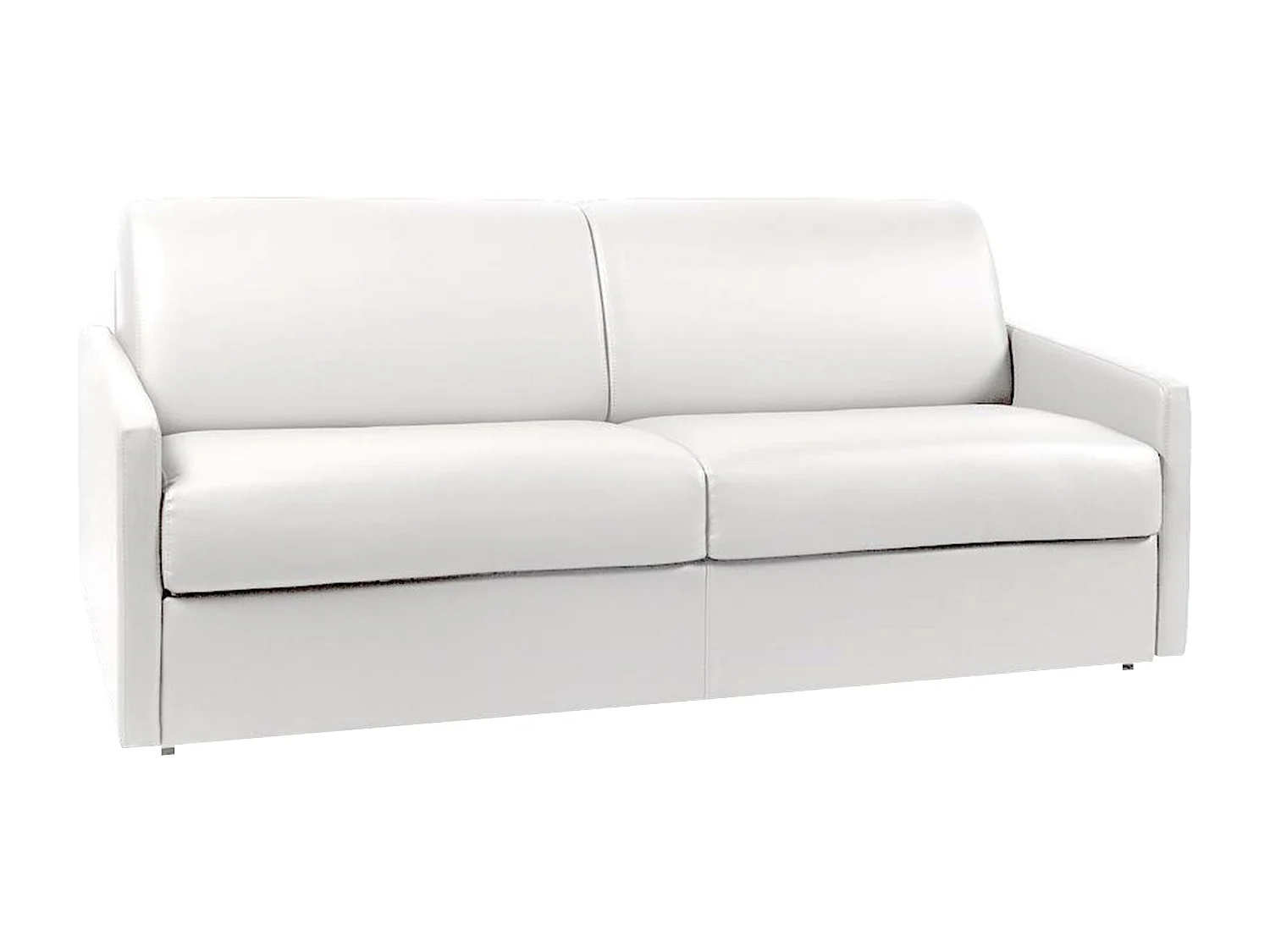 Kanapa 4-osobowa rozkładana typu express z białej ekoskóry z siedziskiem z pianki z pamięcią kształtu - Powierzchnia 160 cm - Materac 22 cm z pianki i z siedziskiem z pianki z pamięcią kształtu CALIFE 2912014 - obrazek 1