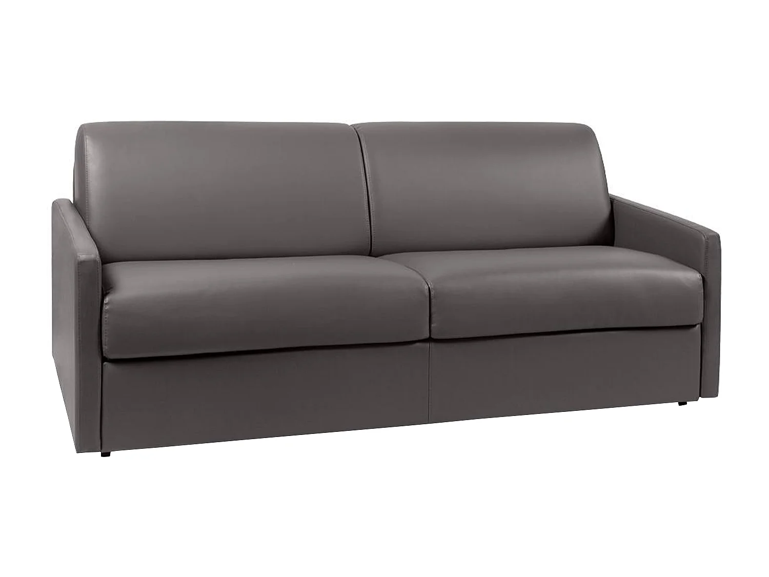 Kanapa 4-osobowa rozkładana typu express z szarej ekoskóry z siedziskiem z pianki z pamięcią kształtu - Powierzchnia 160 cm - Materac 22 cm z siedziskiem z pianki z pamięcią kształtu CALIFE 2912015 - obrazek 1
