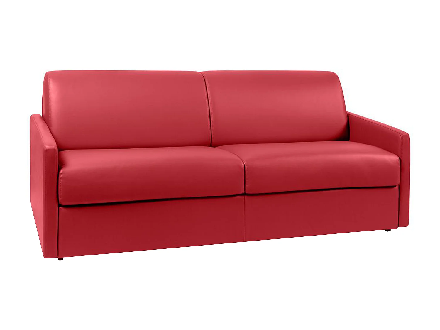 Kanapa 4-osobowa rozkładana typu express z czerwonej ekoskóry z siedziskiem z pianki z pamięcią kształtu - Powierzchnia 160 cm - Materac 22 cm z pianki i z siedziskiem z pianki z pamięcią kształtu CALIFE 2912018 - obrazek 1