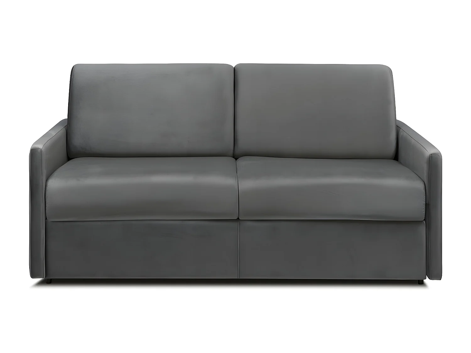 Kanapa 3-osobowa rozkładana typu express z antracytowego weluru z siedziskiem z pianki z pamięcią kształtu - Powierzchnia spania na szerokich listwach 140 cm - Materac 18 cm CALIFE 2912128 - obrazek 1