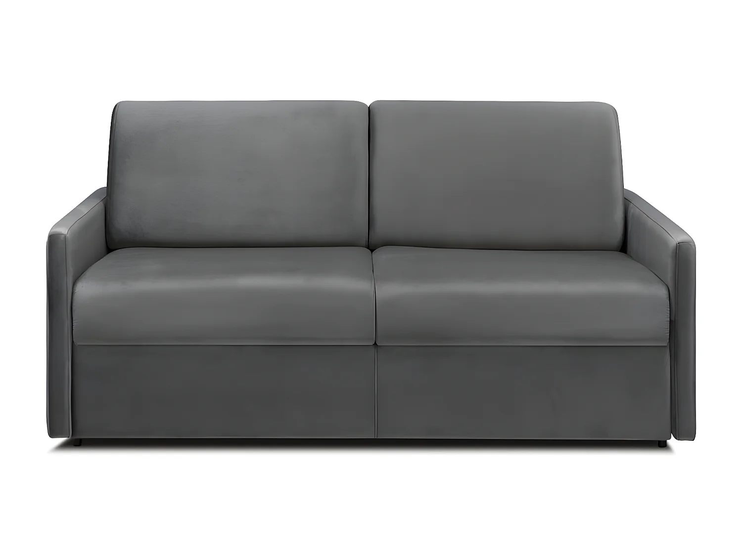 Kanapa 3-osobowa rozkładana typu express z antracytowego weluru z siedziskiem z pianki z pamięcią kształtu - Powierzchnia spania 140 cm - Materac 14 cm CALIFE 2912132 - obrazek 1