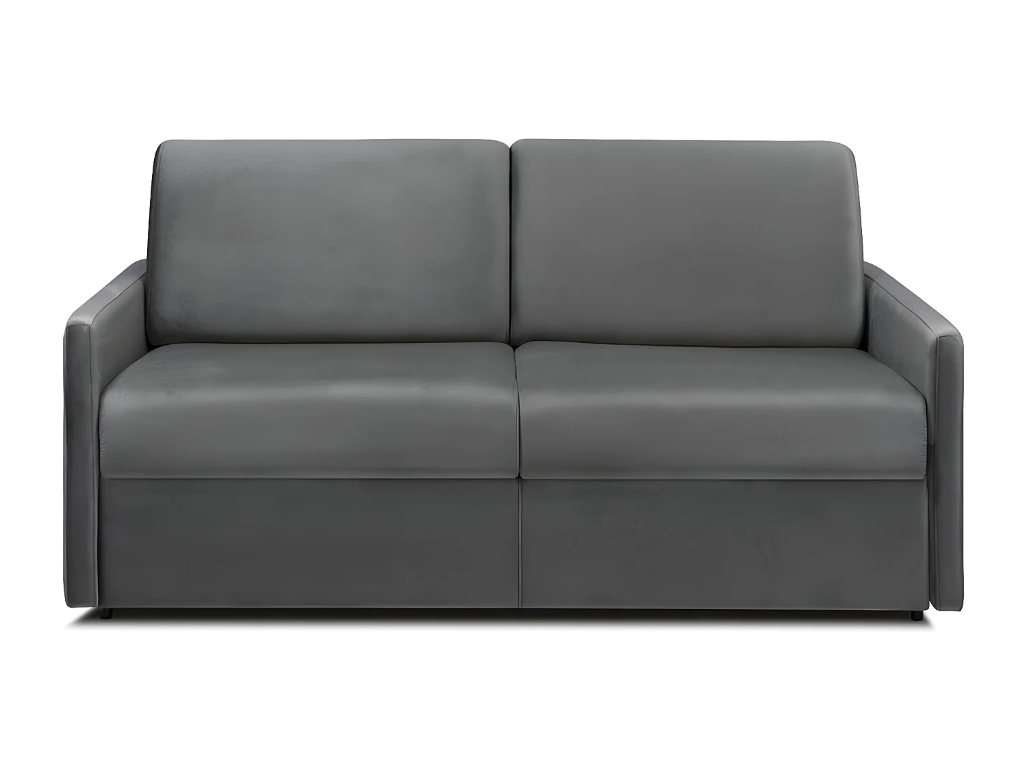 Kanapa 3-osobowa rozkładana typu express z antracytowego weluru z siedziskiem z pianki z pamięcią kształtu - Powierzchnia spania 140 cm - Materac 22 cm z siedziskiem z pianki z pamięcią kształtu CALIFE 2912140 - obrazek 1
