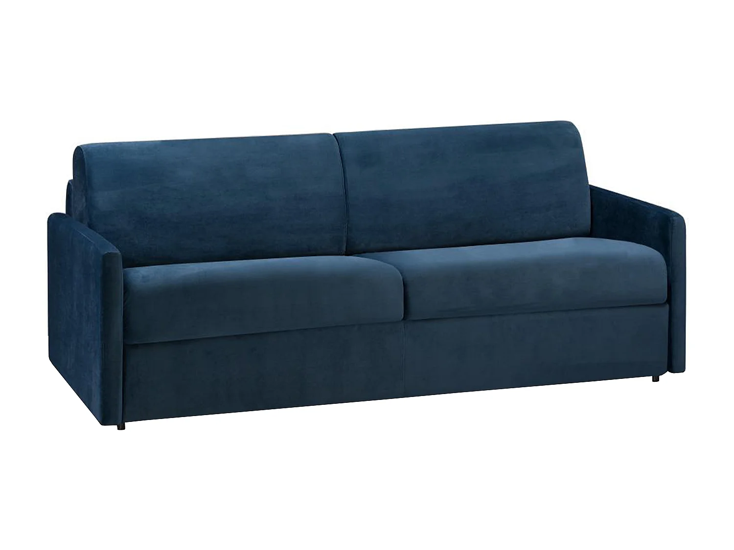 Kanapa 4-osobowa rozkładana typu express z granatowego weluru z siedziskiem z pianki z pamięcią kształtu - Powierzchnia 160 cm - Materac 22 cm z siedziskiem z pianki z pamięcią kształtu CALIFE 2912159 - obrazek 1