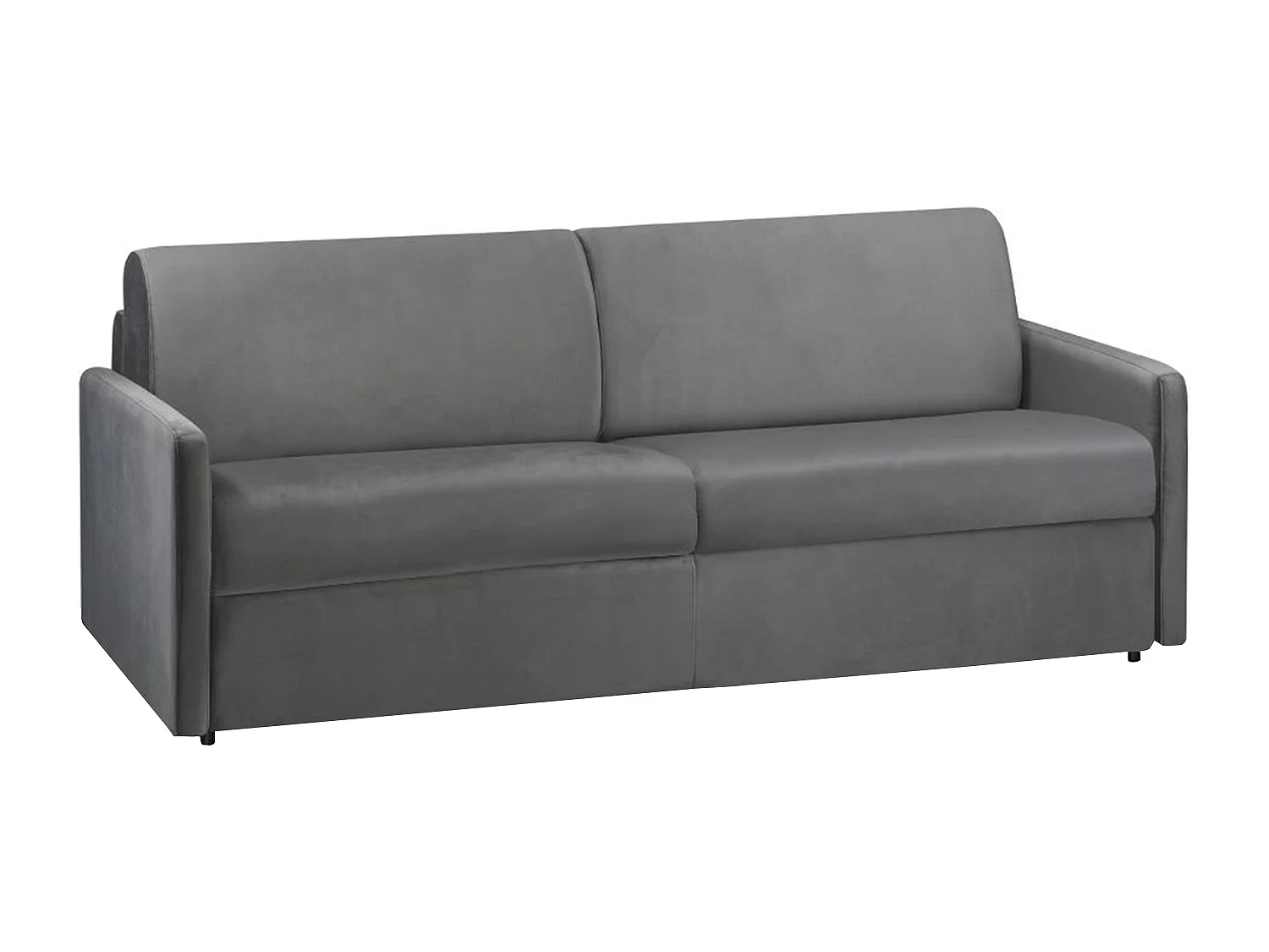 Kanapa 4-osobowa rozkładana typu express z antracytowego weluru z siedziskiem z pianki z pamięcią kształtu - Powierzchnia spania 160 cm - Materac 22 cm z siedziskiem z pianki z pamięcią kształtu CALIFE 2912160 - obrazek 1