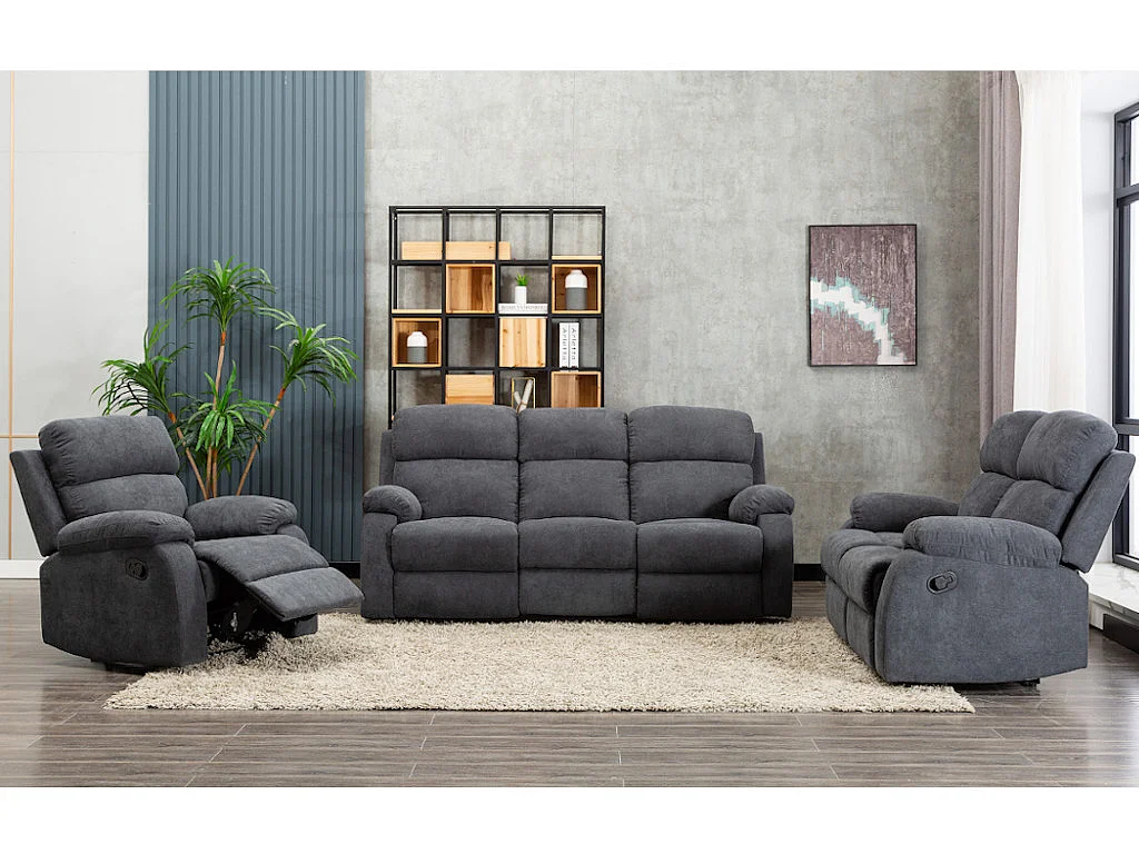 Kanapa 3-osobowa TOLZANO z tkaniny, z funkcją relax – kolor antracytowy 113255 - obrazek 1