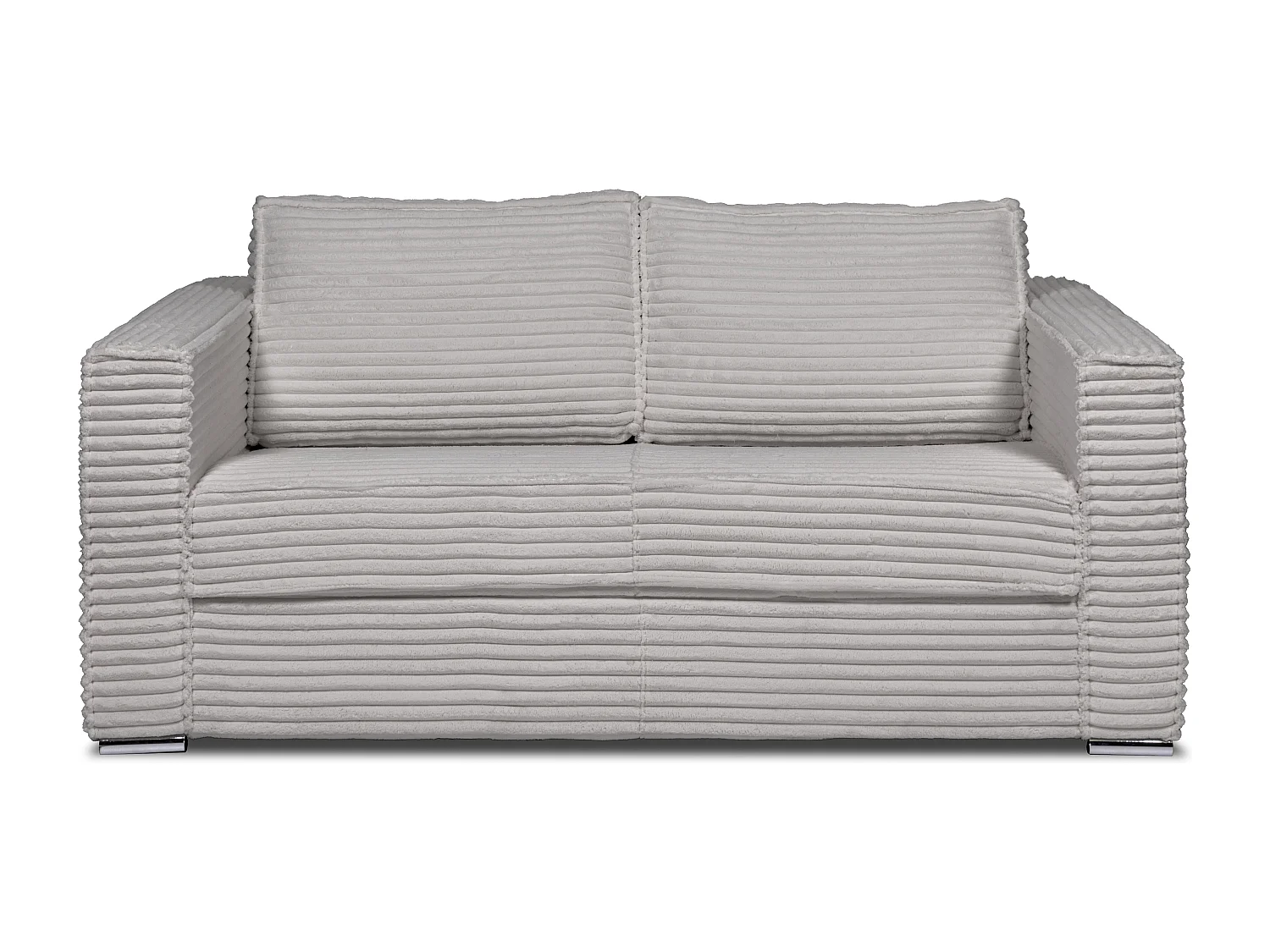 Kanapa 3-osobowa rozkładana typu express z jasnoszarego szeroko prążkowanego sztruksu - Miejsce do spania 140 cm - Materac 18 cm - LORETO 3296137 - obrazek 1