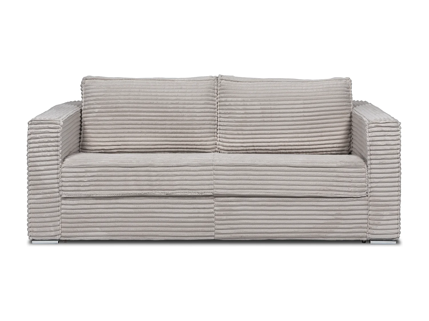 Kanapa 4-osobowa rozkładana typu express z jasnoszarego szeroko prążkowanego sztruksu - Miejsce do spania 160 cm - Materac 18 cm - LORETO 3296319 - obrazek 1