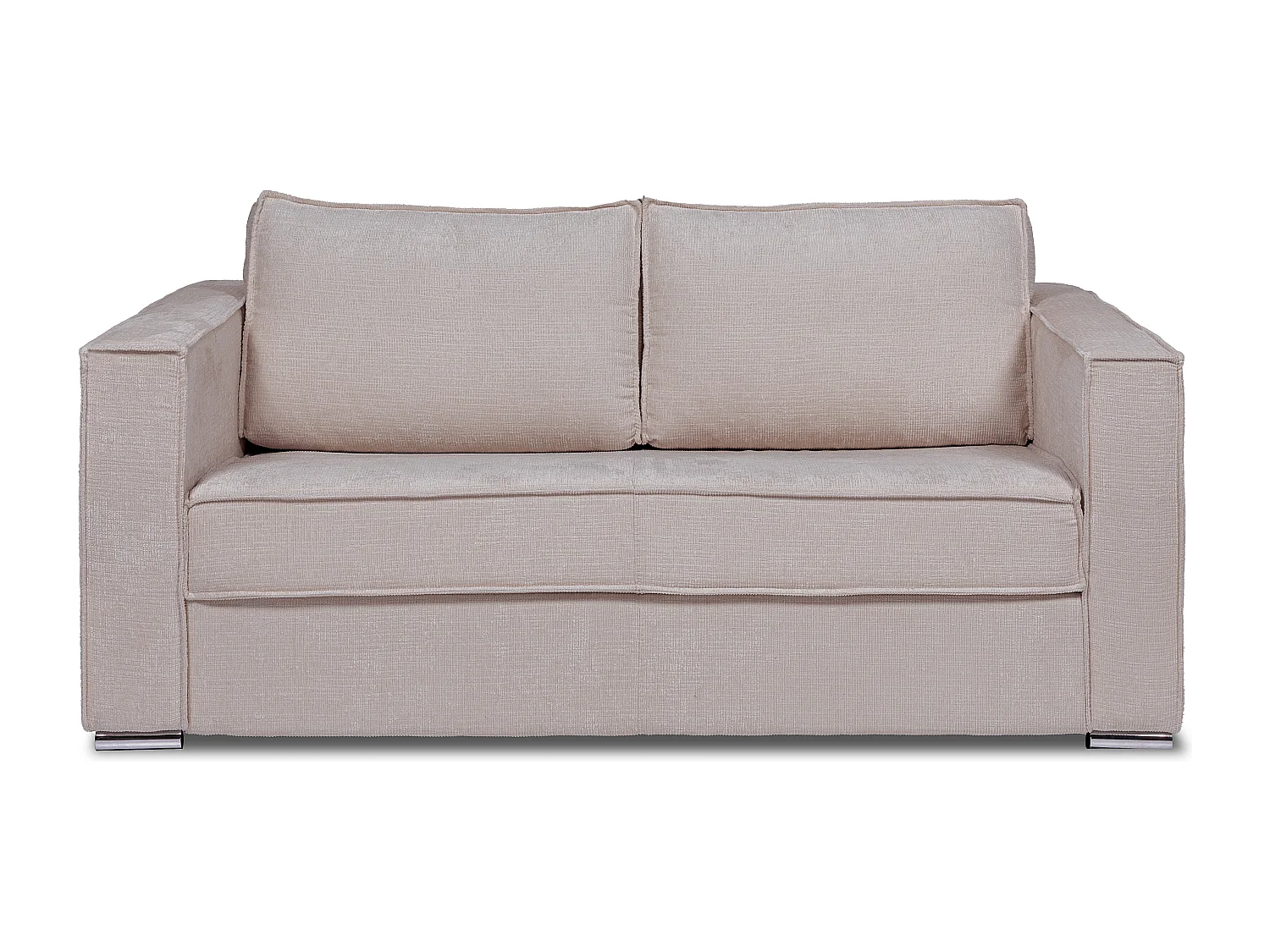 Kanapa 3-osobowa rozkładana z szenilową tapicerką taupe - Miejsce do spania 140 cm - Materac 22 cm z pamięcią kształtu - LORETO 3296141 - obrazek 1