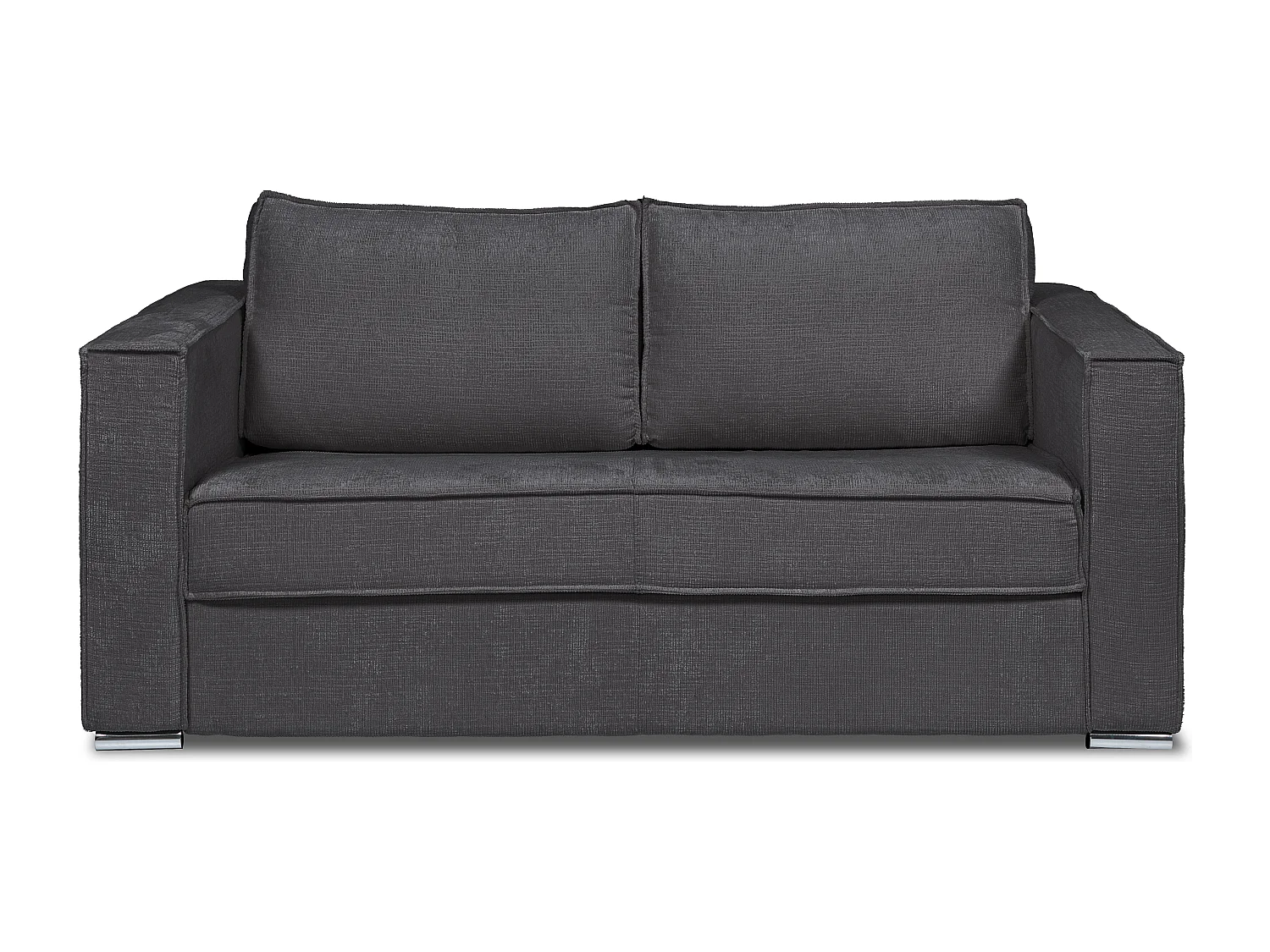 Kanapa 3-osobowa rozkładana z szenilową tapicerką szary antracytowy - Miejsce do spania z szerokimi listewkami 140 cm - Materac 18 cm - LORETO 3296693 - obrazek 1