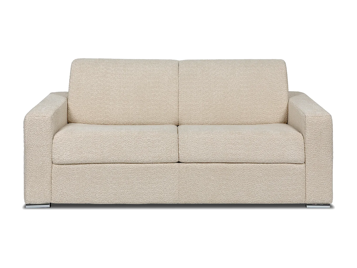 Kanapa 3-osobowa rozkładana typu express z beżowej tkaniny bouclette - Miejsce do spania 140 cm - Materac 14 cm - CALITO 3294619 - obrazek 1