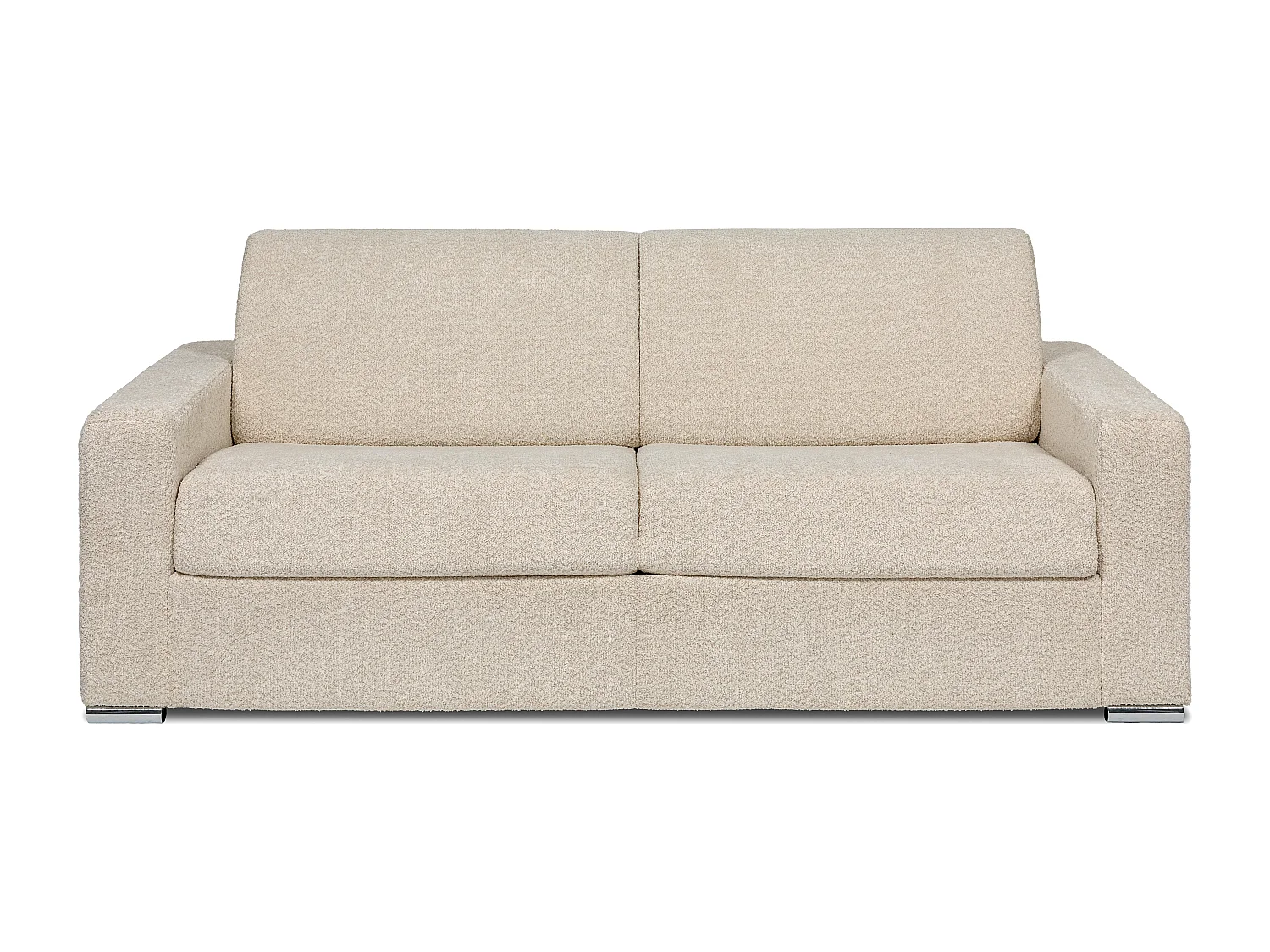 Kanapa 4-osobowa rozkładana typu express z beżowej tkaniny bouclette - Miejsce do spania 160 cm - Materac 18 cm - CALITO 3294641 - obrazek 1