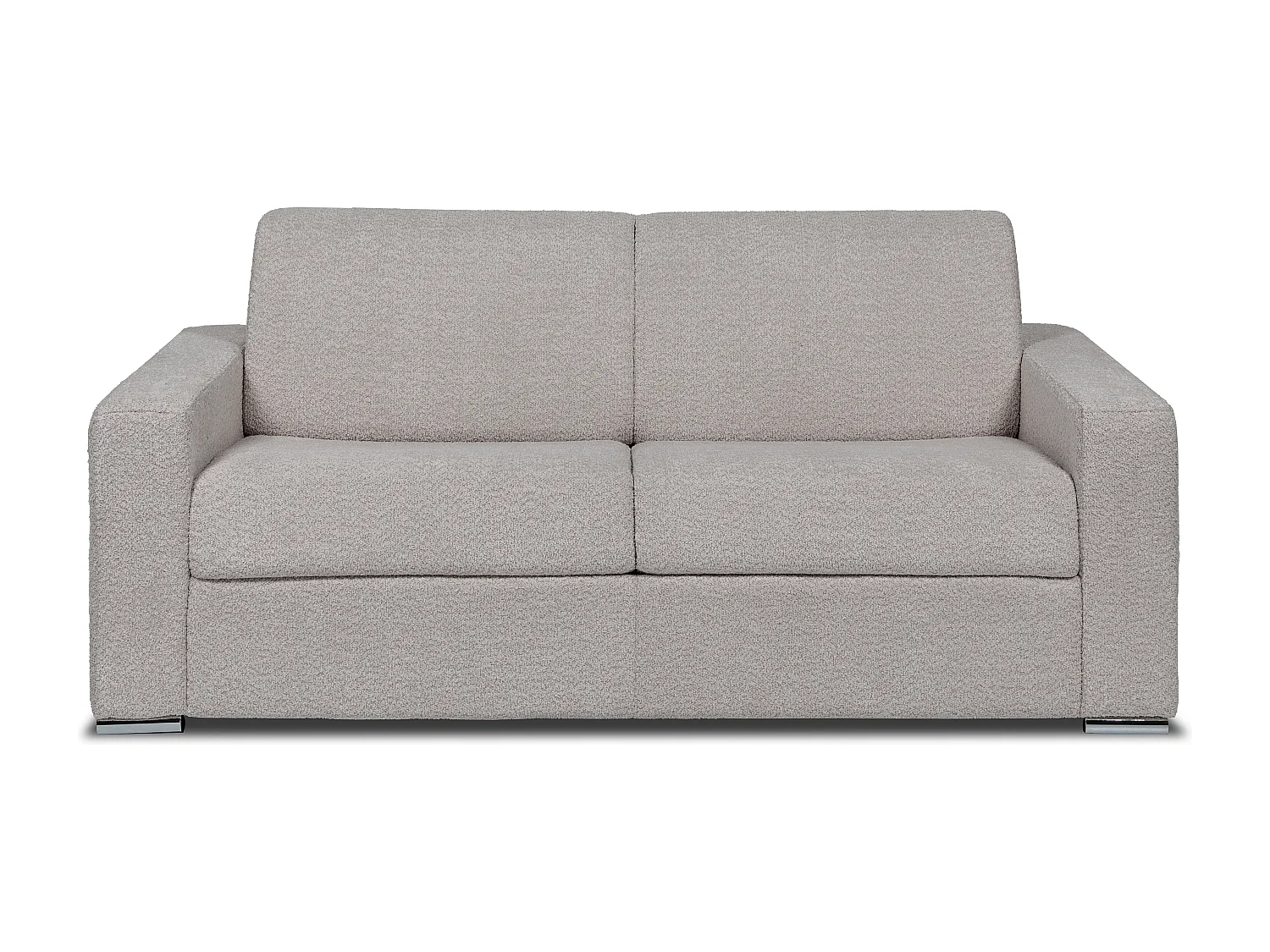 Kanapa 3-osobowa rozkładana typu express z jasnoszarej tkaniny bouclette - Miejsce do spania z szerokimi listewkami 140 cm - Materac 18 cm - CALITO 3295385 - obrazek 1