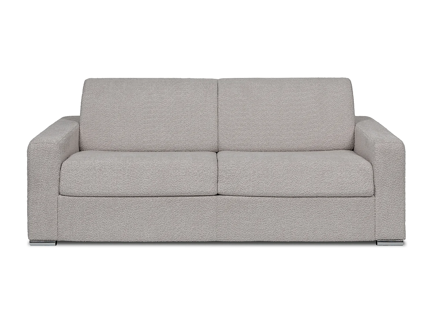 Kanapa 4-osobowa rozkładana typu express z jasnoszarej tkaniny bouclette - Miejsce do spania z szerokimi listewkami 160 cm - Materac 22 cm z pamięcią kształtu - CALITO 3295407 - obrazek 1