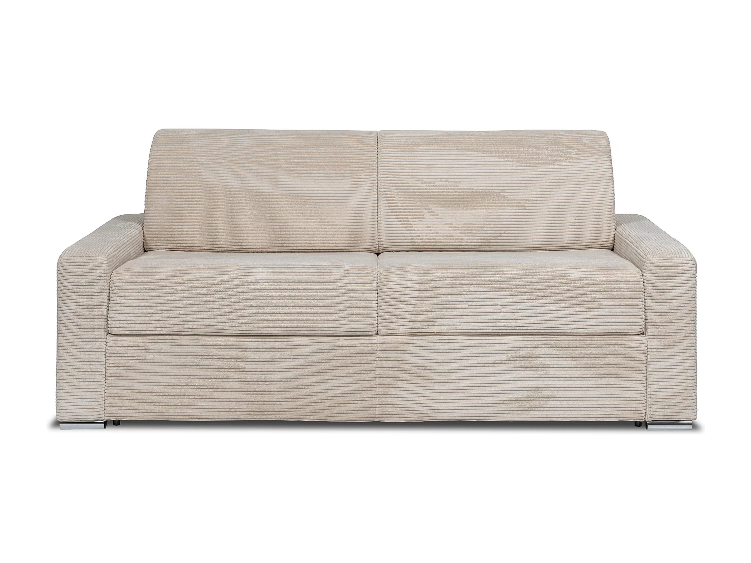Kanapa 4-osobowa rozkładana typu express z beżowego sztruksu - Miejsce do spania z szerokimi listewkami 160 cm - Materac 14 cm - CALITO 3295417 - obrazek 1