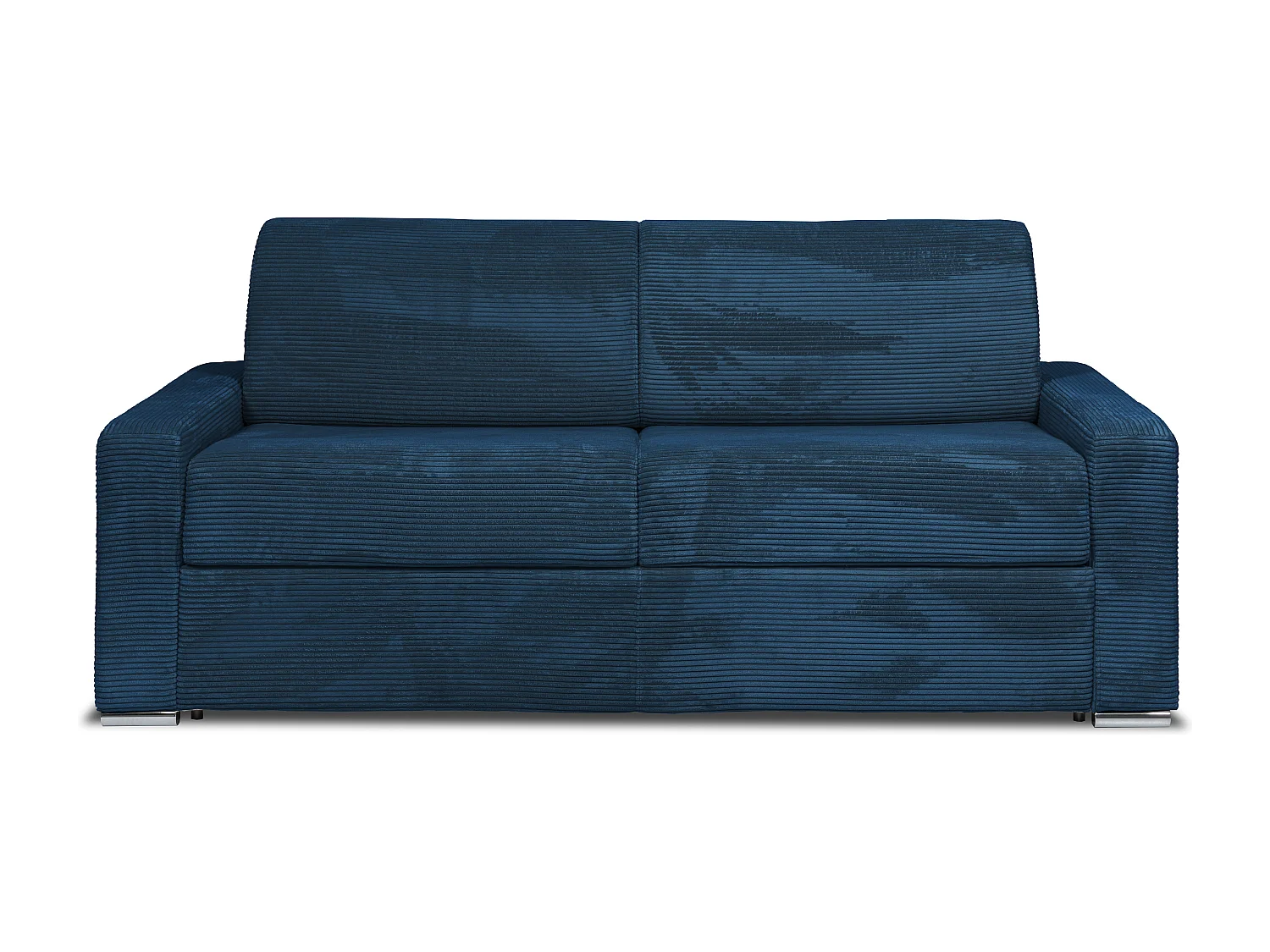 Kanapa 4-osobowa rozkładana typu express z niebieskiego sztruksu - Miejsce do spania z szerokimi listewkami 160 cm - Materac 18 cm - CALITO 3295415 - obrazek 1