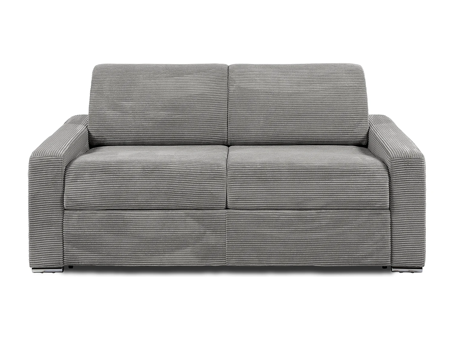 Kanapa 3-osobowa rozkładana typu express z jasnoszarego sztruksu - Miejsce do spania z szerokimi listewkami 140 cm - Materac 14 cm - CALITO 3295399 - obrazek 1