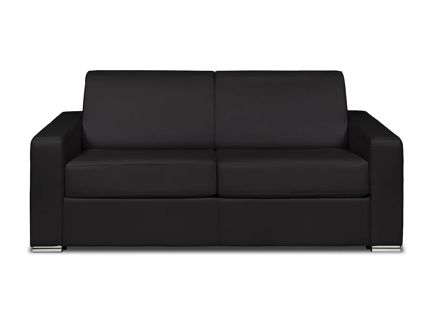 Kanapa 3-osobowa rozkładana typu express z czarnej skóry bawolej - Miejsce do spania 140 cm - Materac 22 cm - CALITO 3294596 - obrazek 1