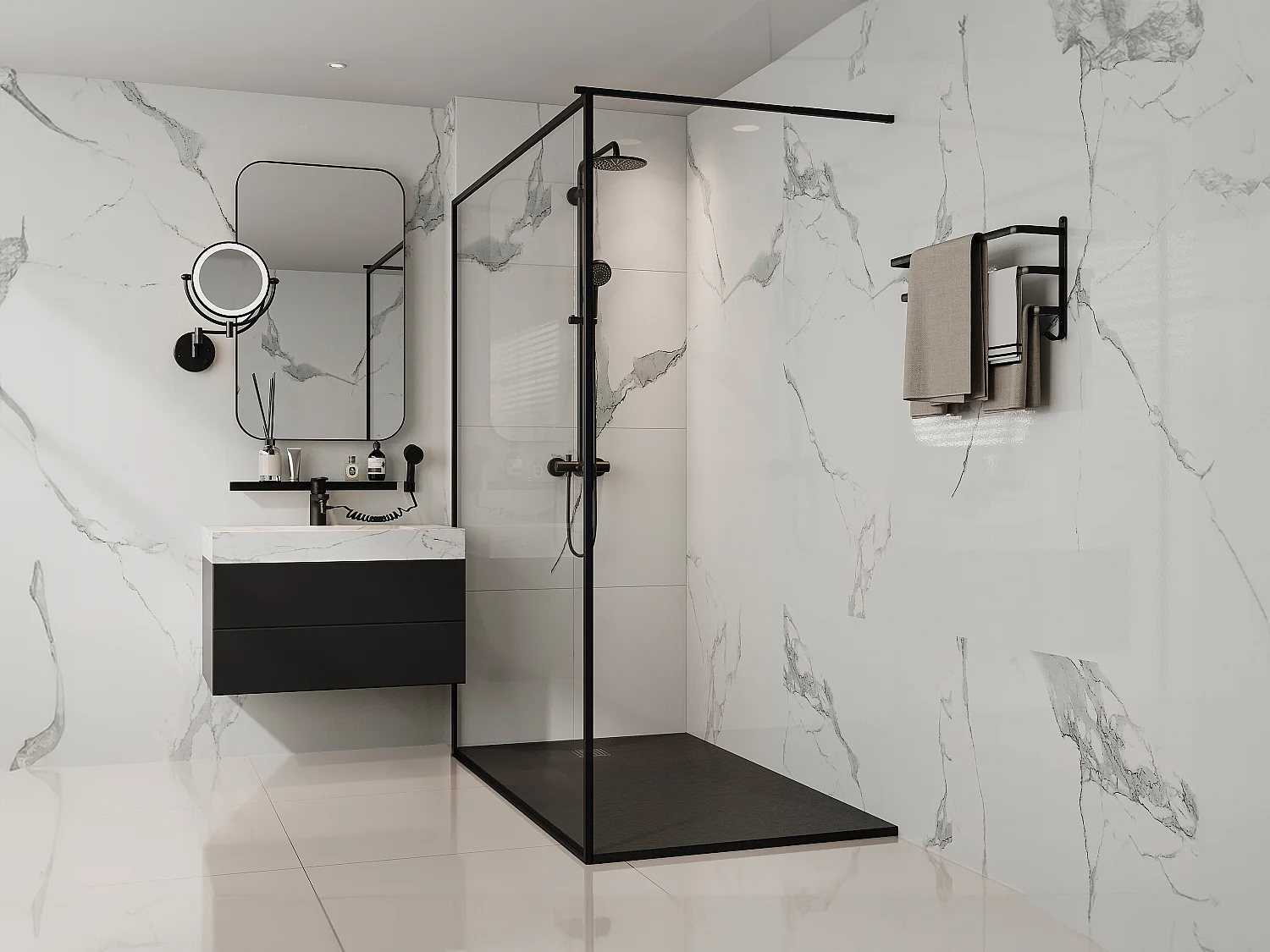 Brodzik posadzkowy lub wpuszczany w posadzkę z żywicy – Czarny – 160 x 90 cm – MIRNOSA 2707239