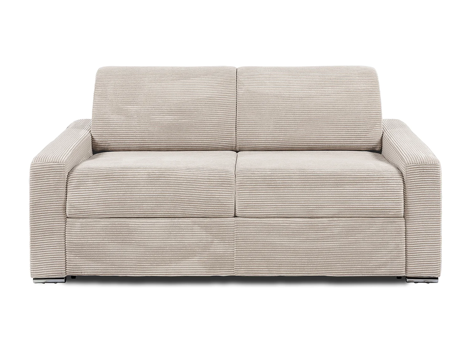 Kanapa 3-osobowa rozkładana typu express z beżowego sztruksu - Miejsce do spania 140 cm - Materac 18 cm - CALITO 3147458 - obrazek 1