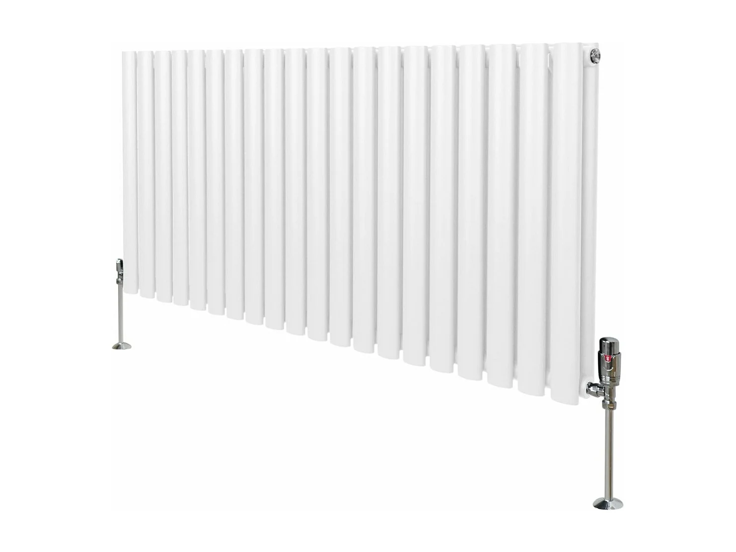 Grzejnik kolumnowy owalny i zawory - 600 mm x 1200 mm - biały 3485986 - obrazek 1