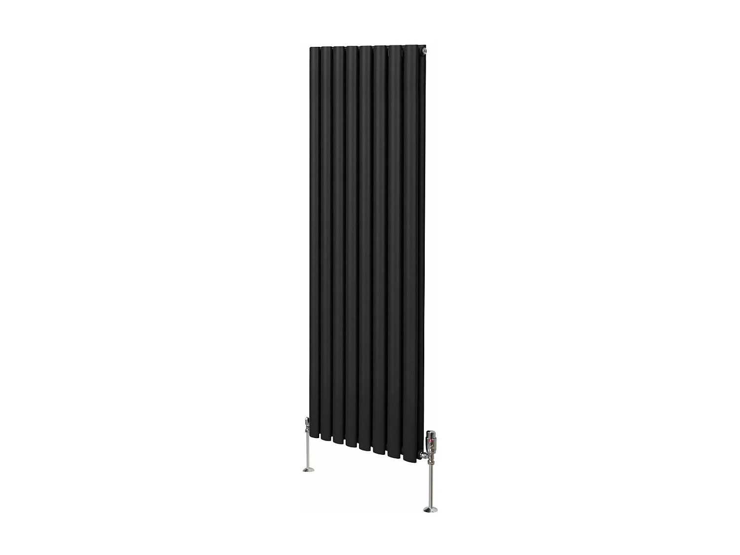 Grzejnik kolumnowy owalny i zawory - 1600 mm x 480 mm - czarny 3486009 - obrazek 1