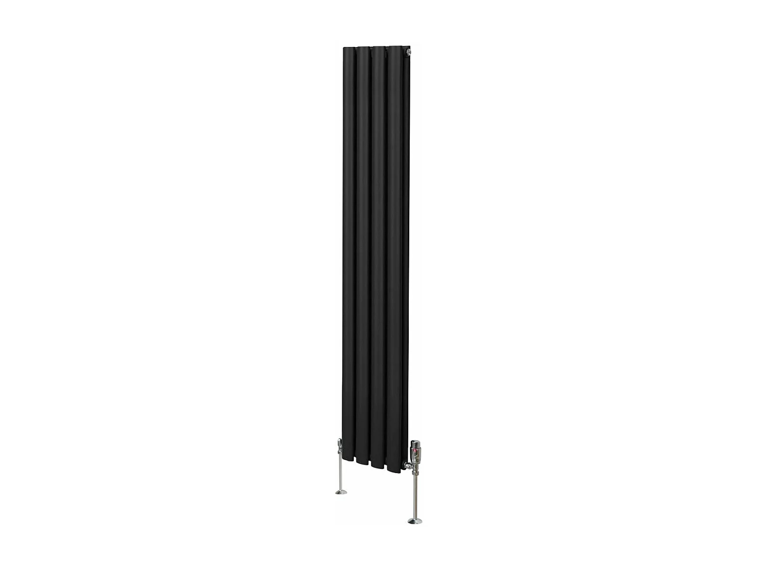 Grzejnik kolumnowy owalny i zawory - 1600 mm x 240 mm - czarny 3486097 - obrazek 1