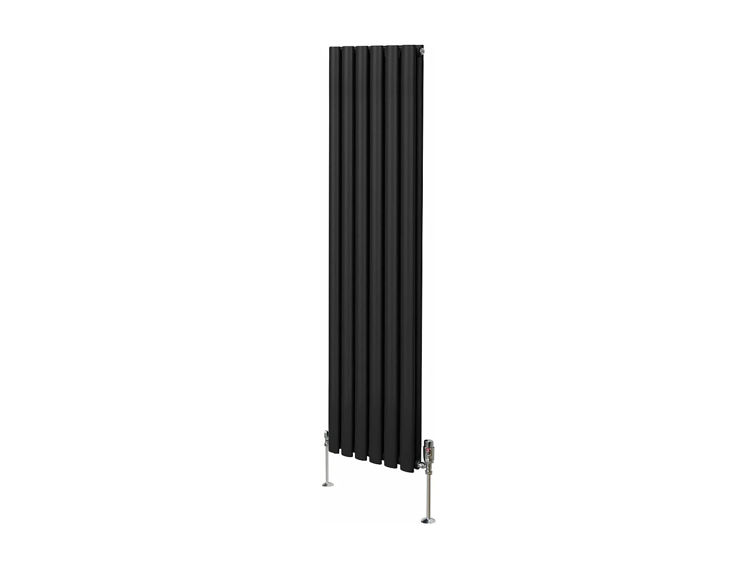 Grzejnik kolumnowy owalny i zawory - 1600 mm x 360 mm - czarny 3486127 - obrazek 1