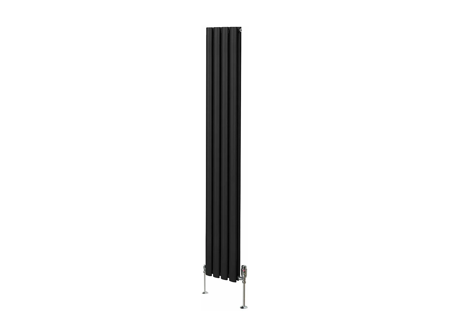 Grzejnik kolumnowy owalny i zawory - 1800 mm x 240 mm - czarny 3486143 - obrazek 1