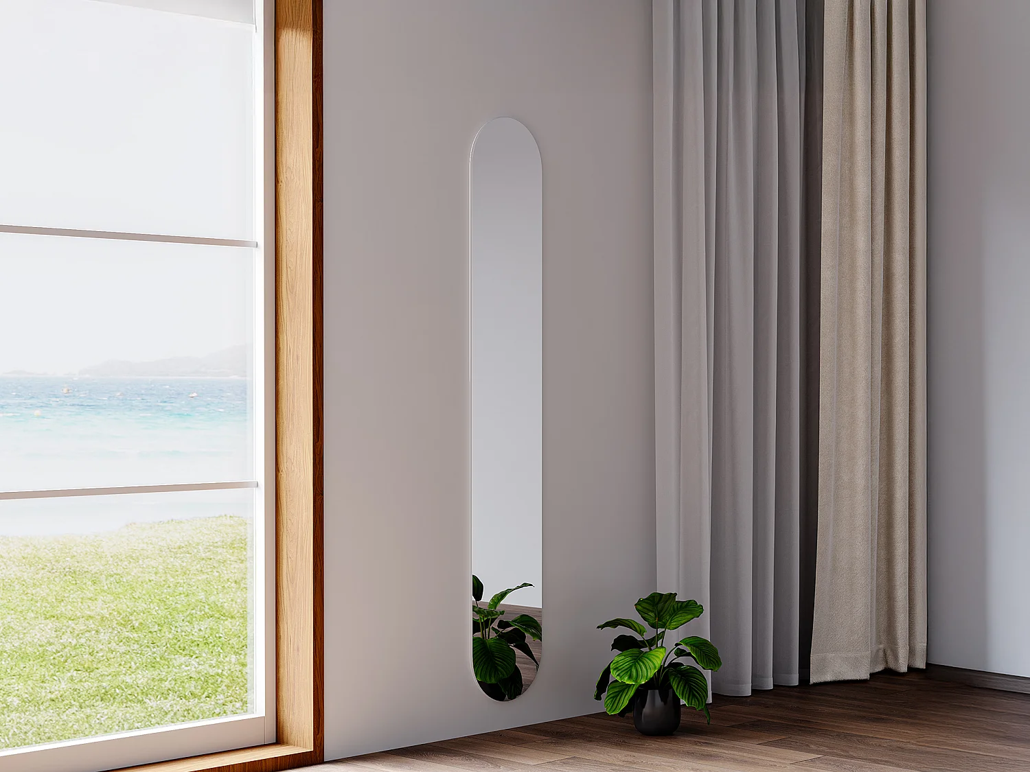 Lustro ścienne owalne - szer. 30 x wys. 175 cm - KANXI 2752933 - obrazek 1